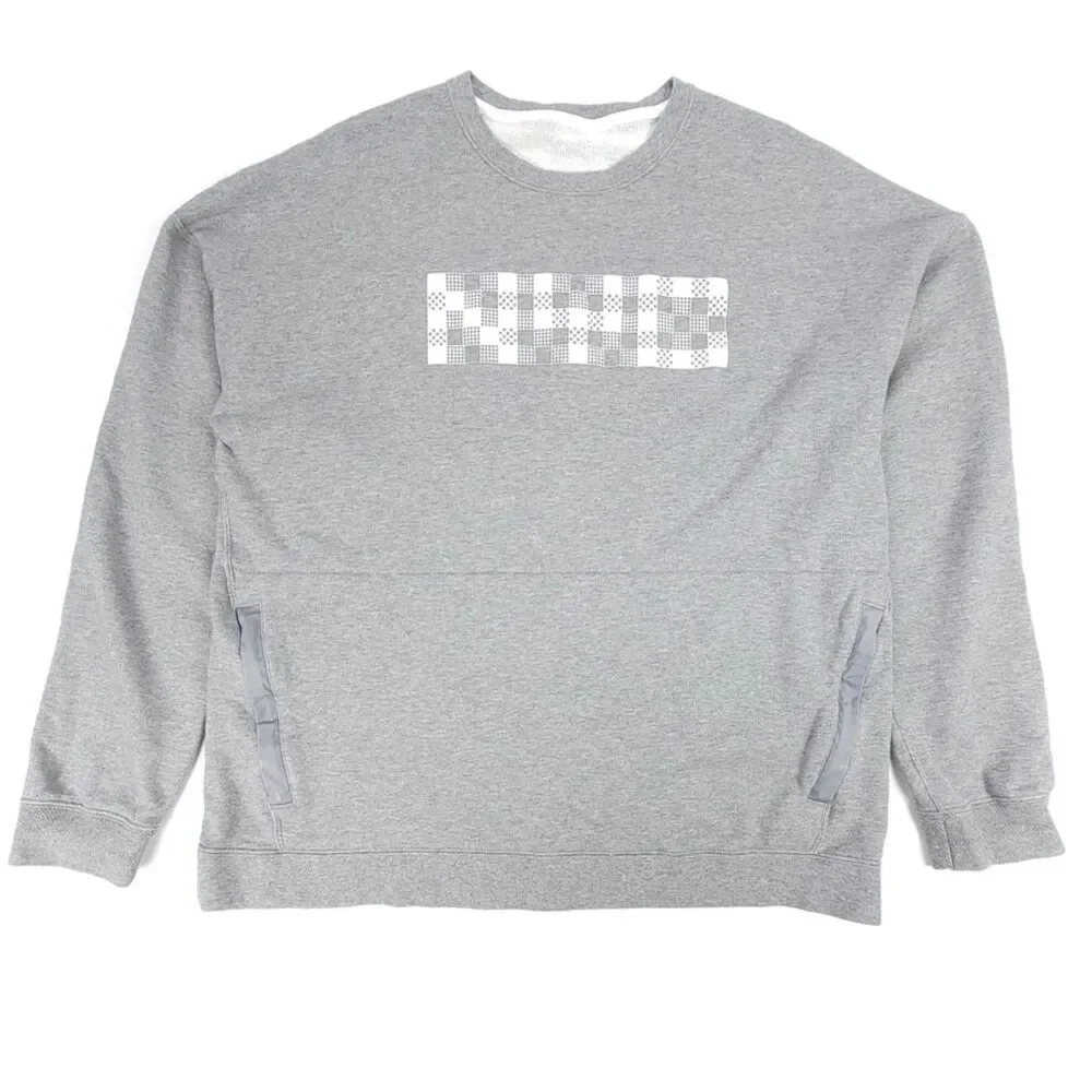 NIKE Nk Court NYC French Terry Crew Neck Sweatshirt Pullover Mens XL Gray White